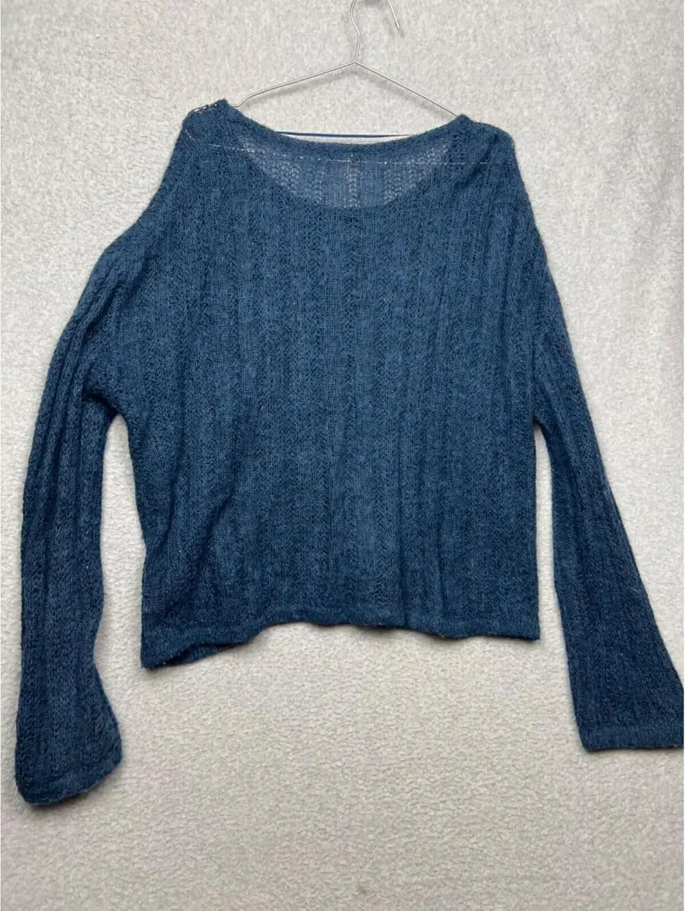Free People Cosmos Oversized Open Knit Fuzzy Pullover Sweater Womens M Boho Chic